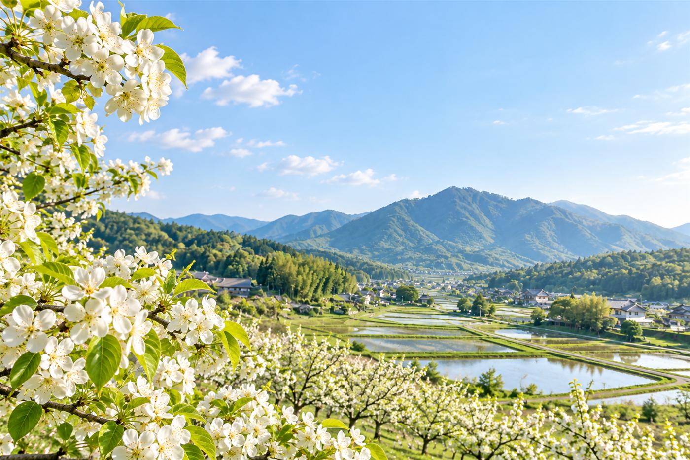 浅原に咲く梨の花